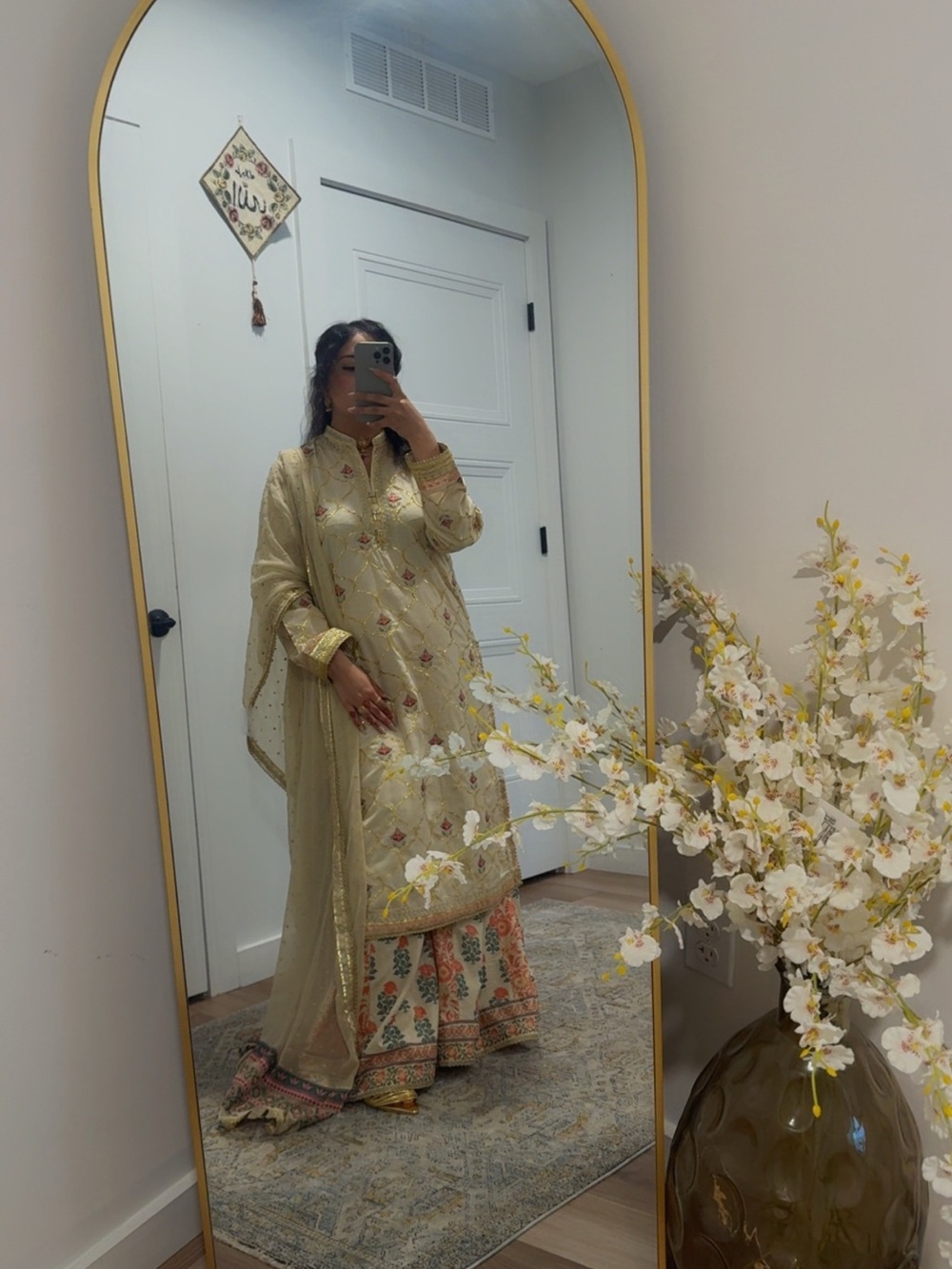 Khaadi theee piece gotta and embroidery suit with beautiful printed shrara pants
